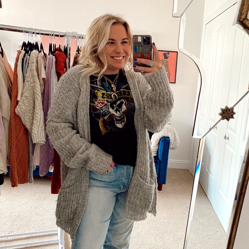 Free people grey oversized cardigan